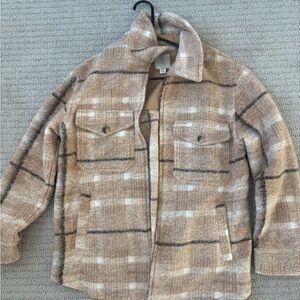 Joie Tan and Cream Checkered Jacket